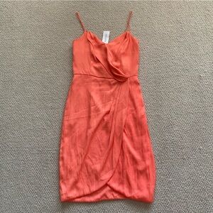 NEW Banana Republic Orange Ruffled Faux Wrap Mini Dress Size 6 Asymmetrical NWT
